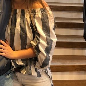 Blue and white stripe OTS top size medium.